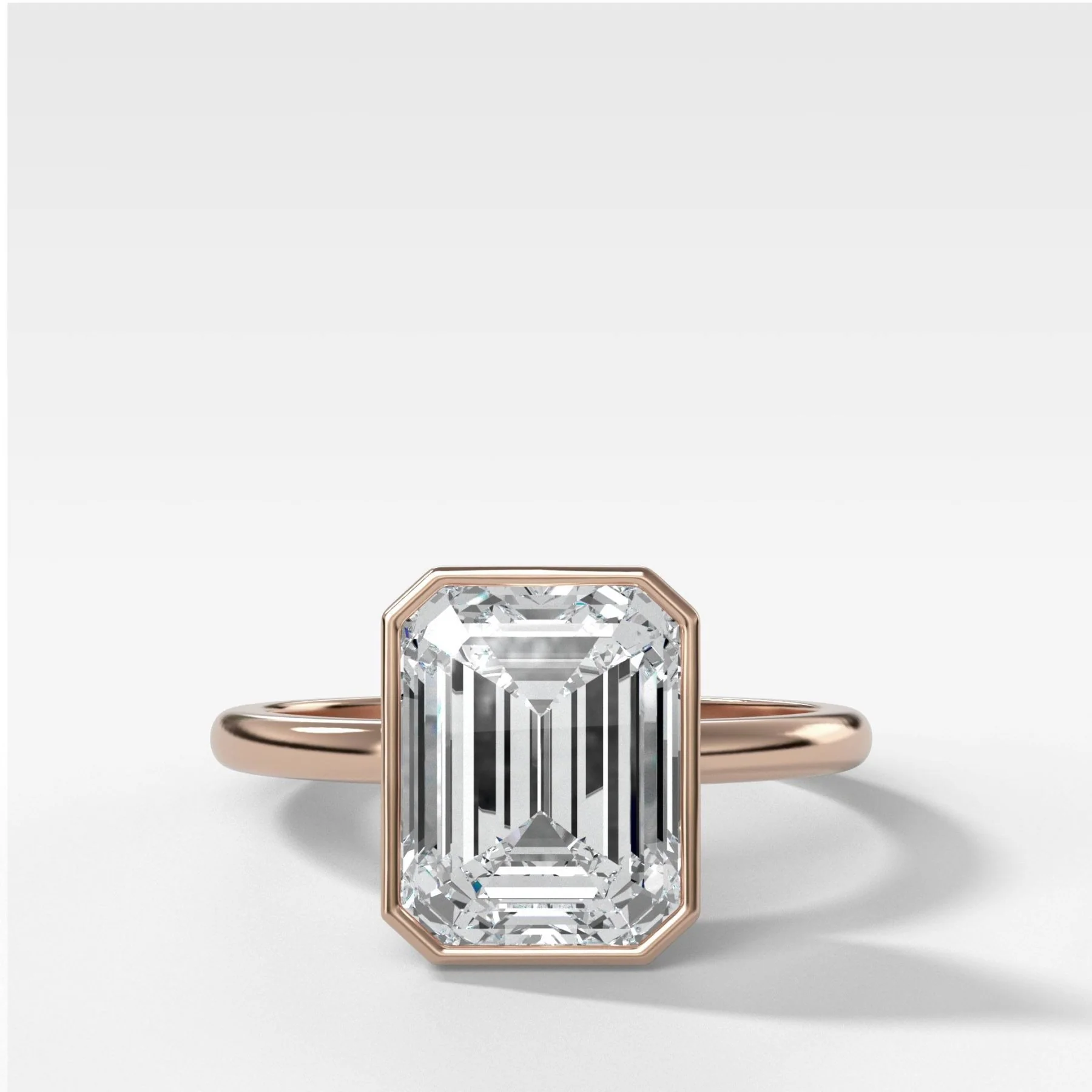 Penumbra Bezel Set Engagement Ring With Emerald Cut - Image 5