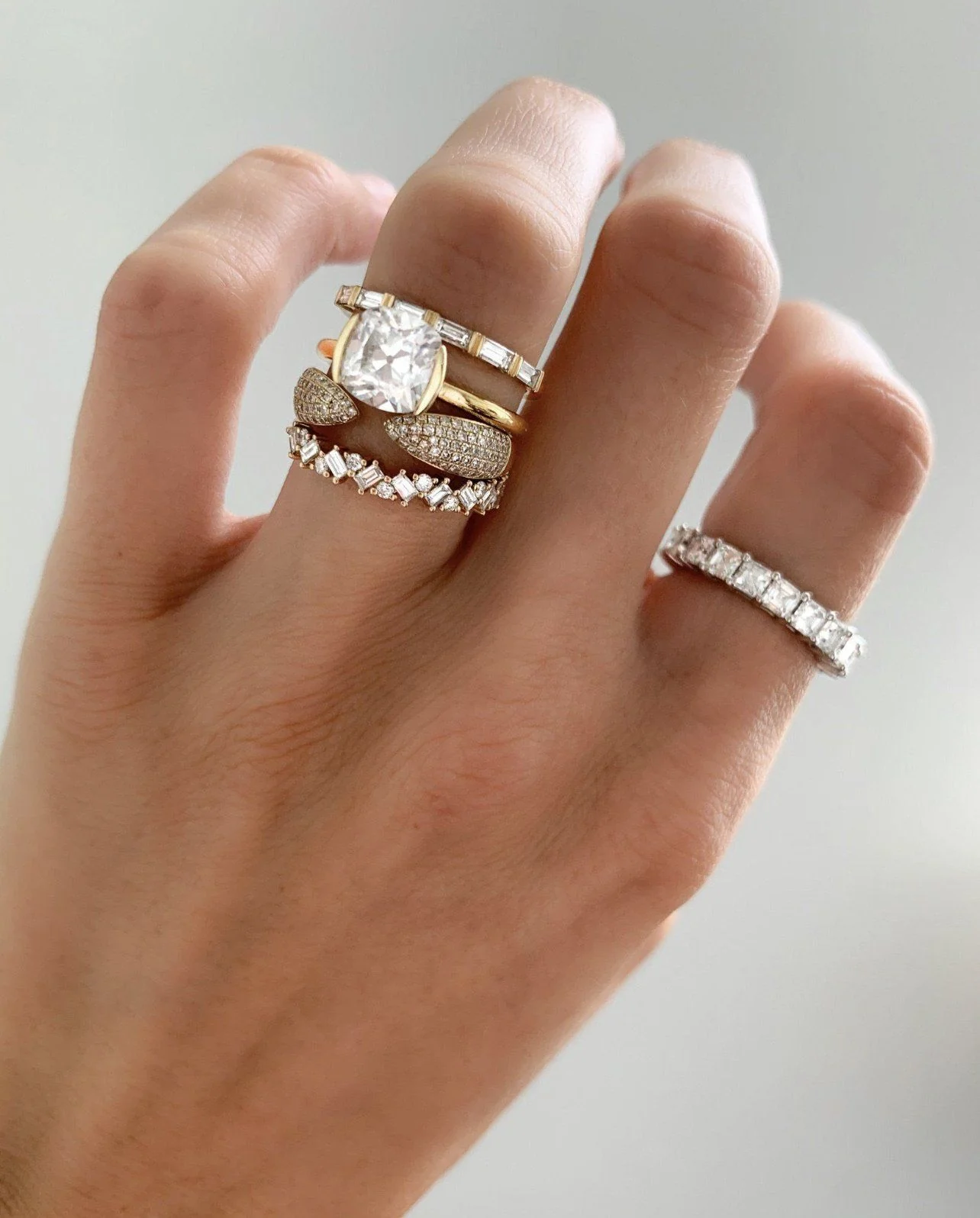 Half Bezel Solitaire Engagement Ring With Old Mine Cut Diamond - Image 7