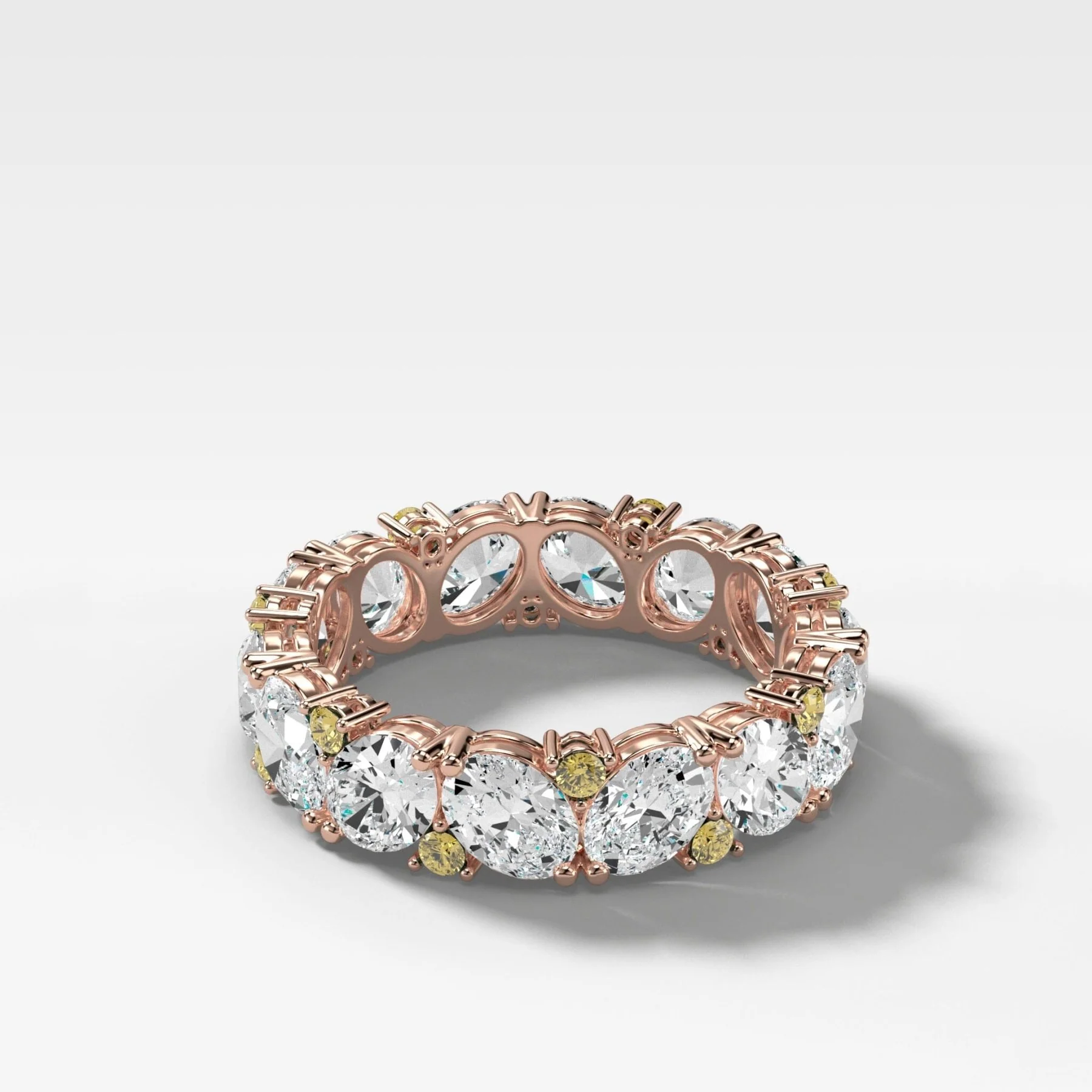 Oval Diamond and Canary Yellow Round Cut Medley Eternity Band - Image 4