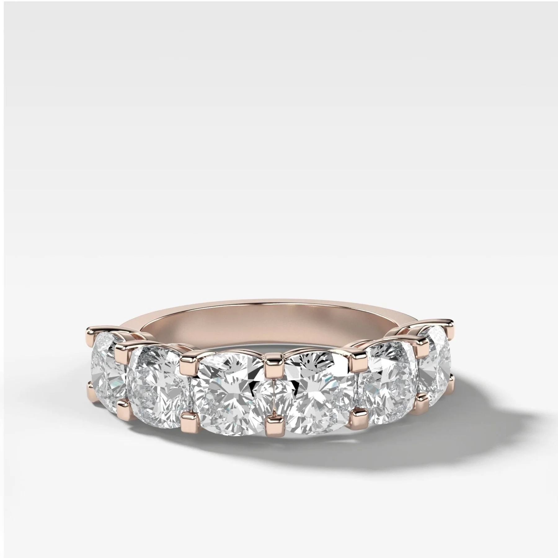 Six Stone Shared Prong Diamond Band With Cushion Cuts - Image 4